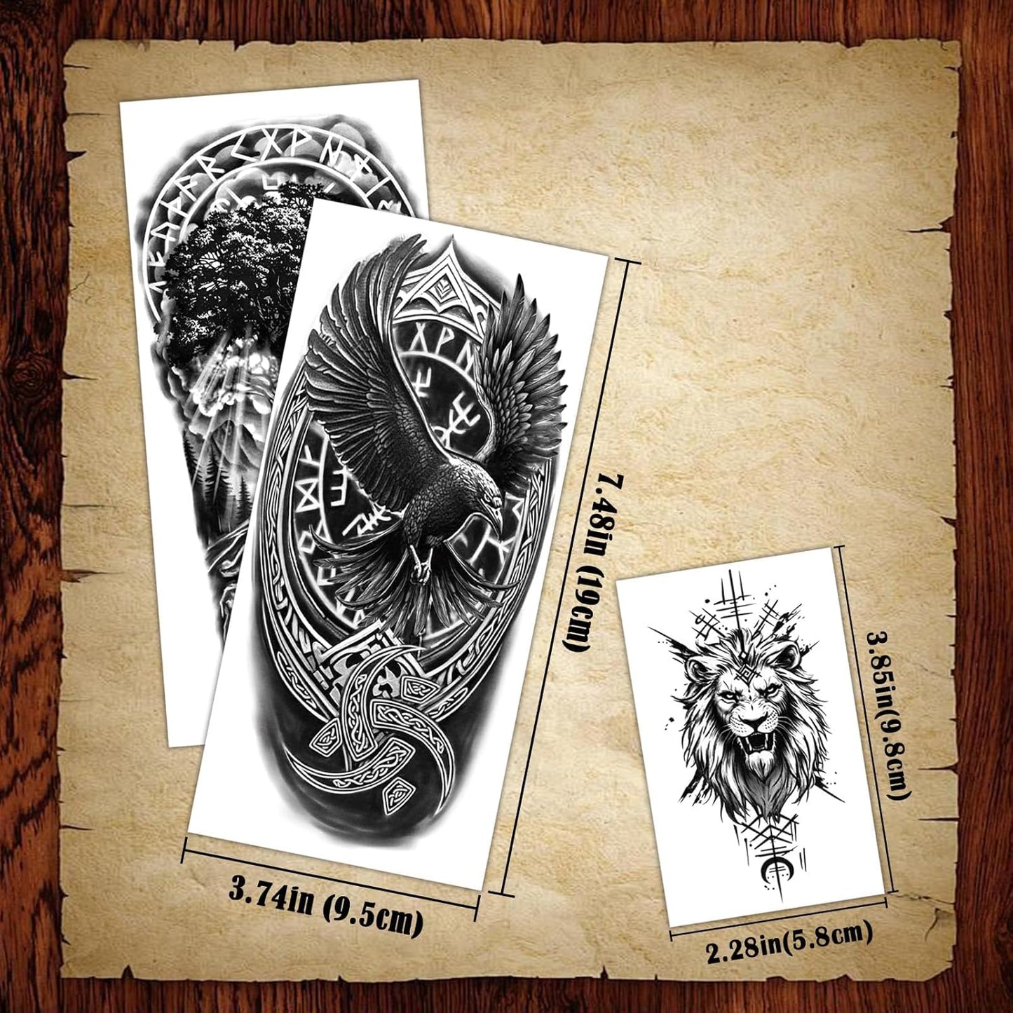 Viking Temporary Tattoos for Adults, 77 Sheets Viking Fake Tattoos for Men and Women, Black Large Norse Tattoo Sleeve Stickers