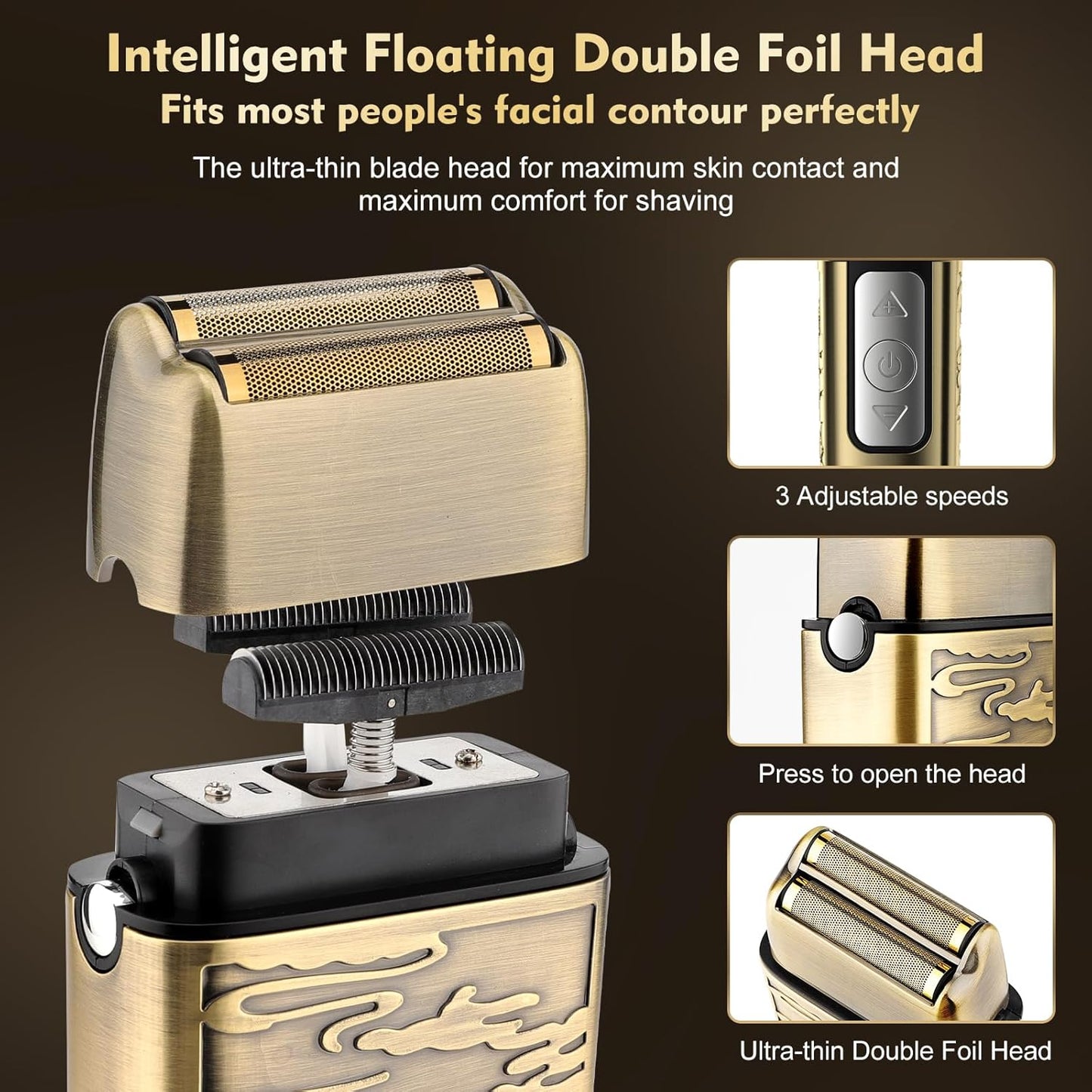 Professional Hair Clippers for Men,Hair Clippers+T-Blade Trimmer+Electric Shaver+Nose Hair Trimmer Set,4 in 1 Cordless Barber Hair Cutting Kit LCD Display Gifts (Gold)