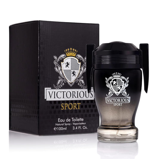Victorious Sport Eau De Toilette for Men 3.4 fl oz- A Fragrance Built for Champions - Spicy, Sweet & Lemon Warm Base of vanilla, Tonka Bean & Amber Ideal Gift For Special Occasion Elegant