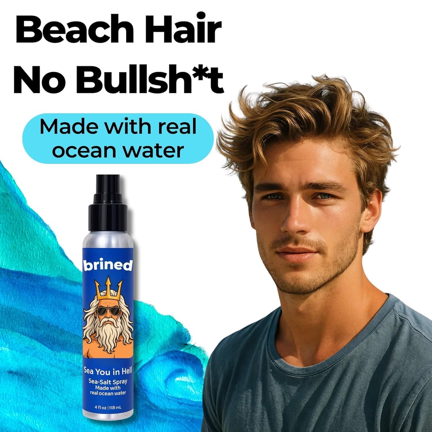 Sea Salt Spray for Hair Men & Women | Real Ocean Water Texturizing Spray | Beach Hair, Waves, Volume & Matte Finish | Aloe, Kelp & Vitamin B5 | Sulfate-Free, Paraben-Free | 4oz