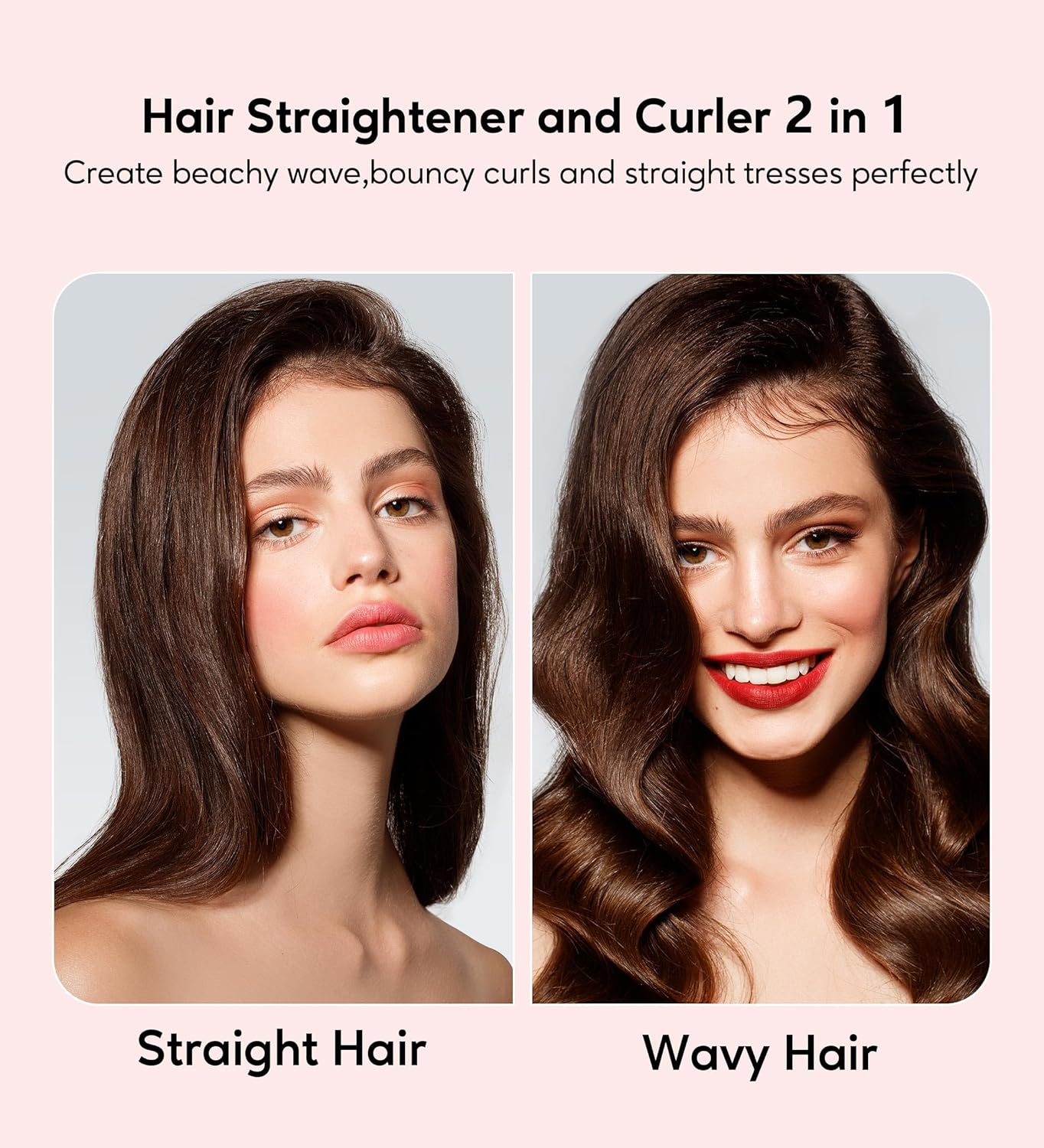 Terviiix Titanium Flat Iron Hair Straightener - ARC Non-Snagging for Smooth, One-Swipe Results, Salon-Grade Wide 1-3/4 Inch Straightening Iron Saves Time on Thick, Curly, Black & Natural Hair, Pink