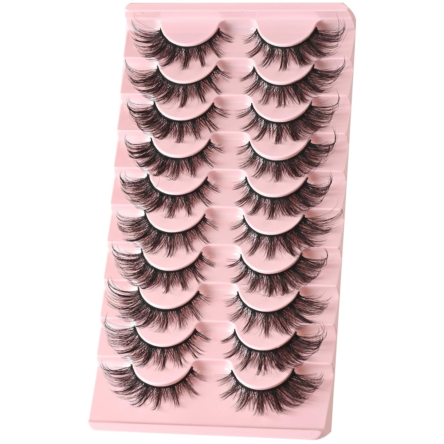 FARRED Natural Lashes Wispy False Eyelashes Fake Cat Eye Lashes Pack 10 Pairs Natural Look Lash Strips Fluffy Mink Eyelash Full Strip Lashes (C2 | 8-16MM)