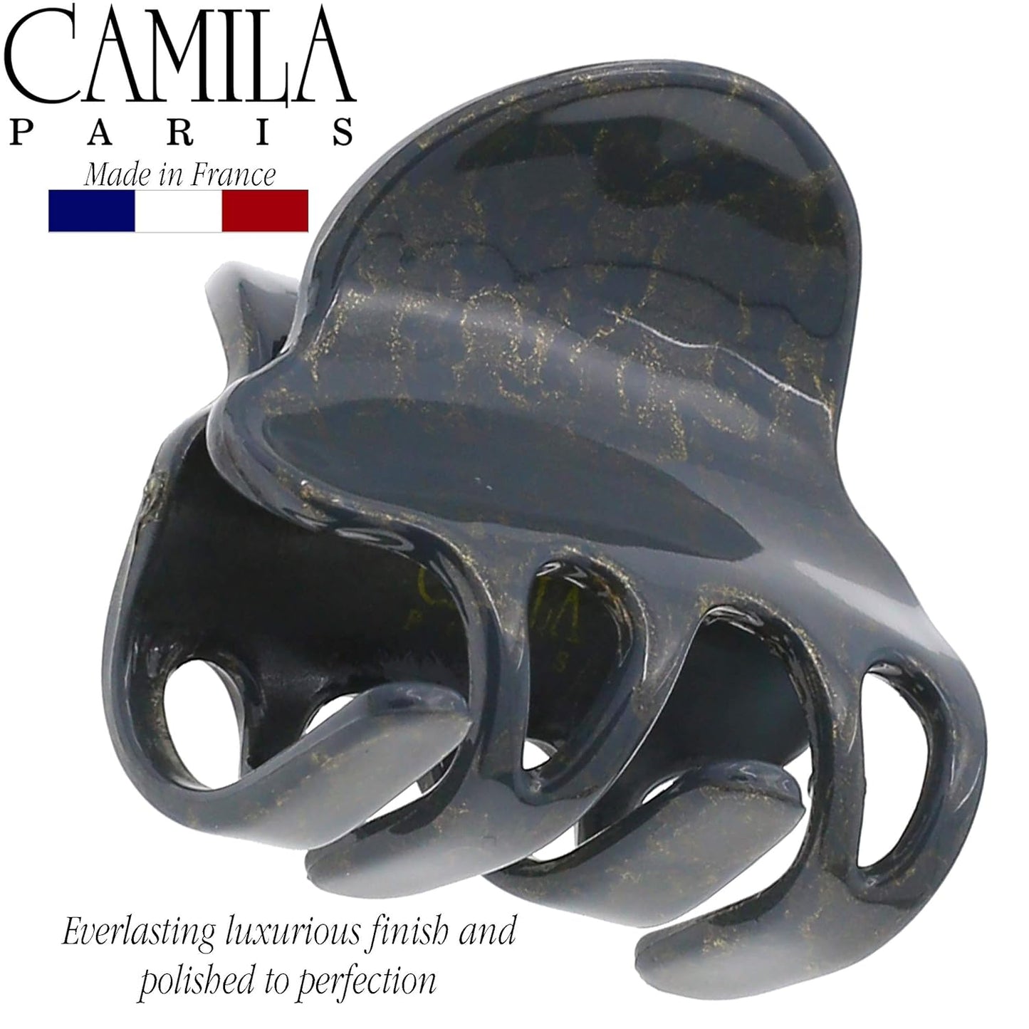 Camila Paris CP3127 French Hair Clip for Women, Small Gray Girls Hair Claw Clips Fashion Durable Hair Accessories for Women, Luxury Ladies Strong Hold No Slip Grip Clamp, Made in France