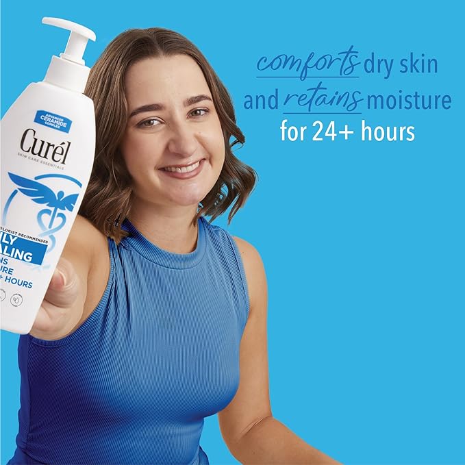 Curel Daily Healing Body Lotion for Dry Skin, Dermatologist Recommended Hydrating Body Lotion with Advanced Ceramides Complex, 13 Oz