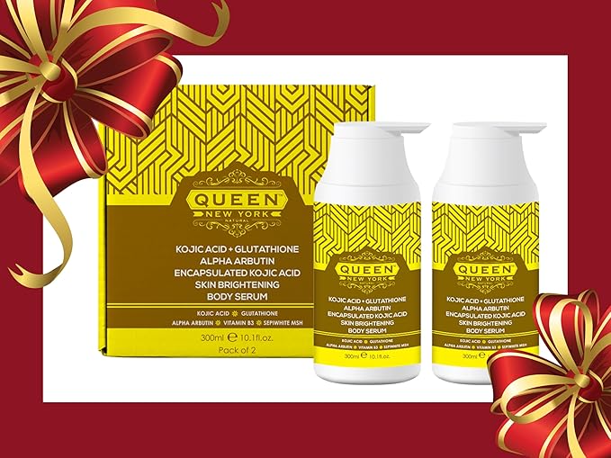 QUEEN NATURAL NEW YORK QUEEN KOJIC PLUS |Triple Booster Skin Brightening Body Lotion-Kojic Acid, Alpha Arbutin, Ginseng Extract, Nicacinamide(B3) (Pack of 2)