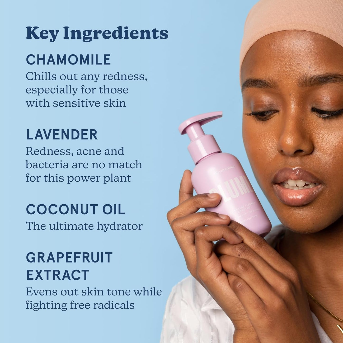 Blume Daydreamer Hydrating Face Wash for Women & Men - Gentle Facial Cleanser Enriched with Chamomile & Lavender to Soothe Skin - Non-Stripping Cream Face Cleanser for Sensitive Skin (4 oz)