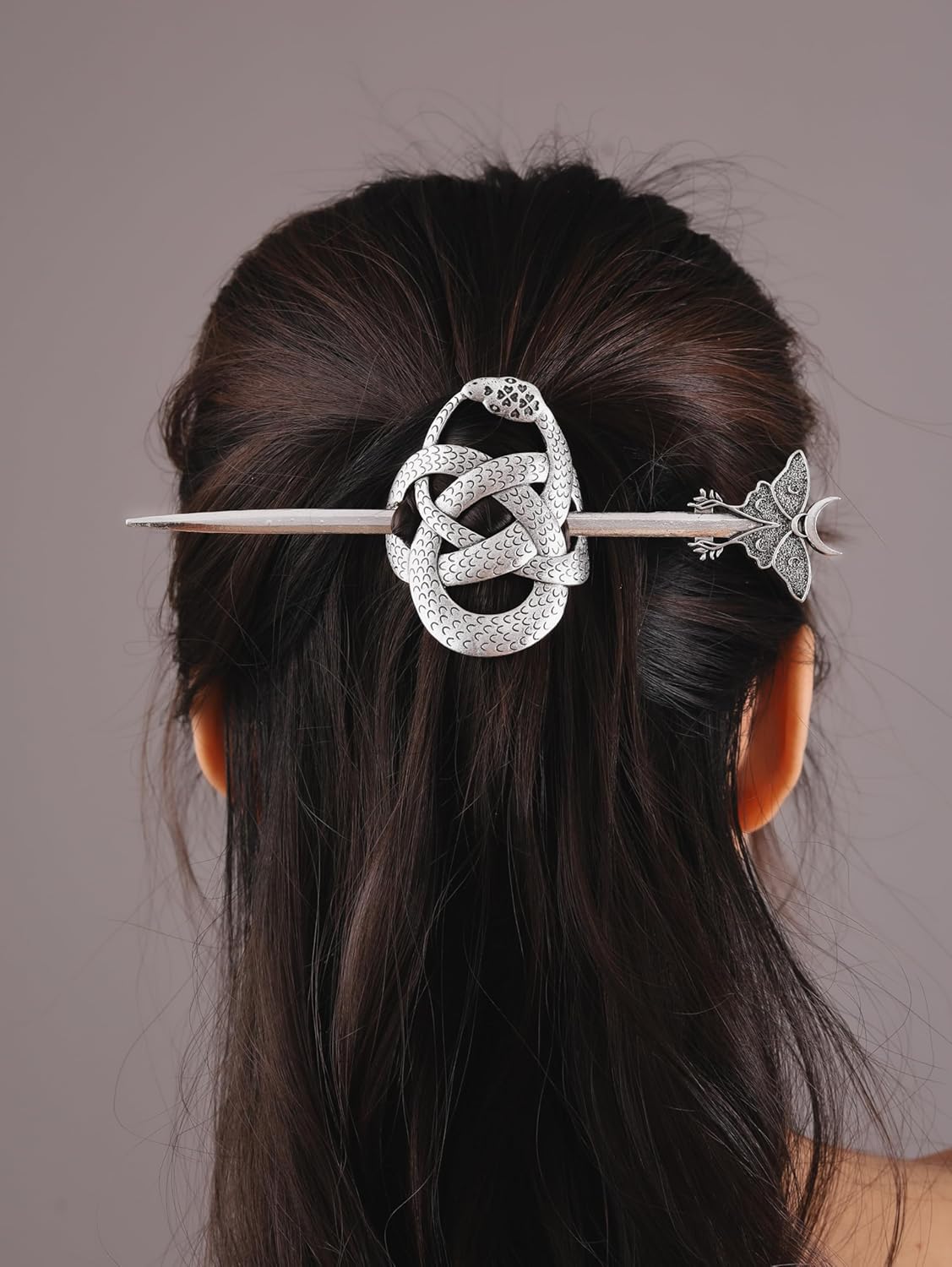 HAQUIL Viking Snake Moth Hairpin, Viking Celtic Knot Retro Hairpin, Minimalist Hair Accessories for Women