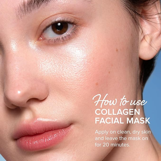 MAREE Collagen Facial Mask with Hyaluronic Acid - Sheet Face Masks Skincare with Green & Red Algae Extract - Hydrating Mascarillas Faciales For Women Skin Care - 6 Count