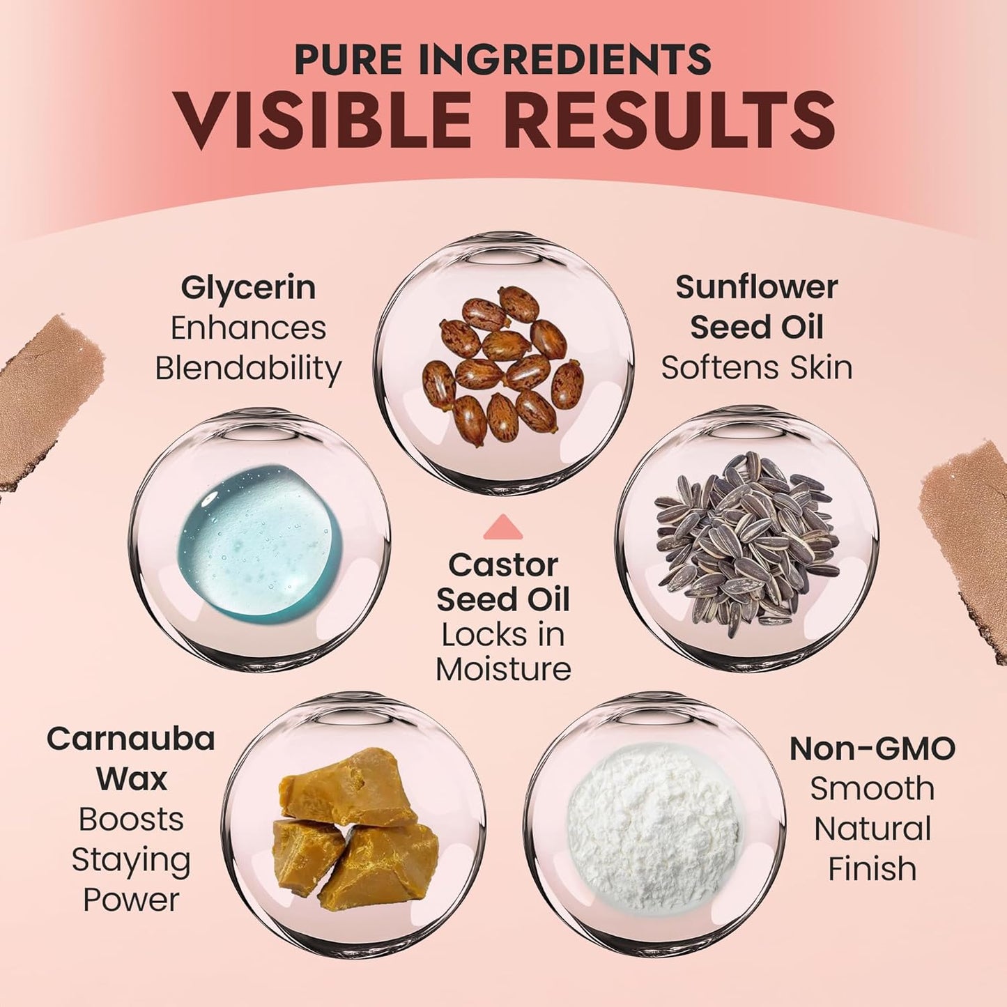 BaeBlu - Organic Blush Tube, Amaretto - 100% Natural Vegan Cream Blush Sticks, Multi-Use Bronzer, & Highlighter for Lips, Cheeks & Eyes, Buildable Shimmer, Gluten-Free, Paraben-Free, Made in USA