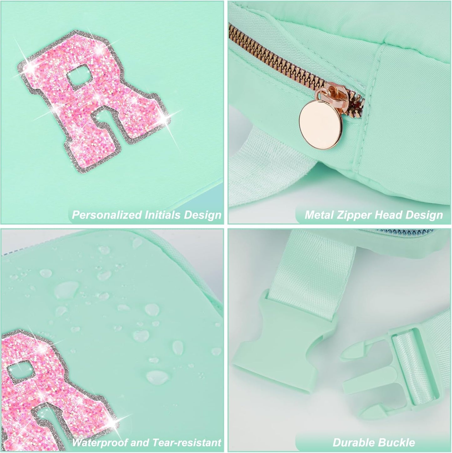 Fanny Pack Belt Bag Crossbody Bags with Initials Letter Patch Trendy Stuff for Teens Cute Stuff Birthday Gifts for Teenager Girls | Light Green,Initial R