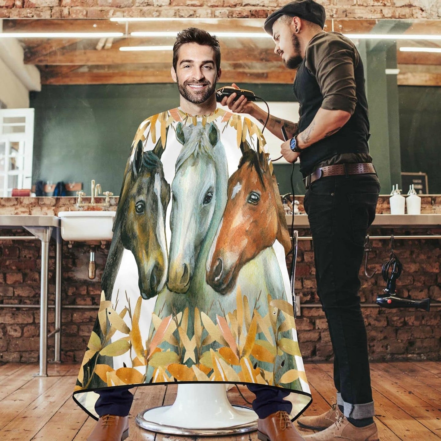 visesunny Professional Barber Cape Polyester Hair Cutting Clippings Catcher Grooming Cape Apron for Shaving Trimming For Men
