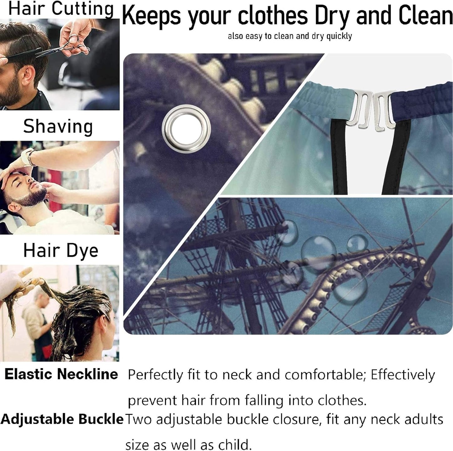 visesunny Professional Barber Cape Polyester Hair Cutting Clippings Catcher Grooming Cape Apron for Shaving Trimming For Men