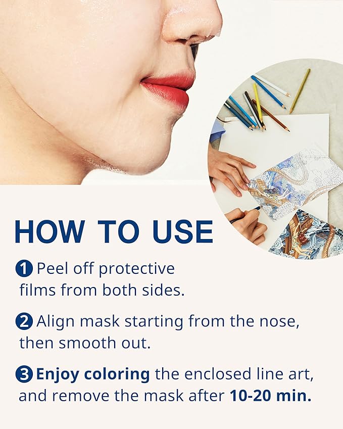 Art Fit Moisture Calming Mask Sheet - Korean Ceramide Hydrating Instantly Soothing Facial Mask for Dry Skin - Replenish and Restore Skin - Aroma Theraphy Skincare - 5 sheets