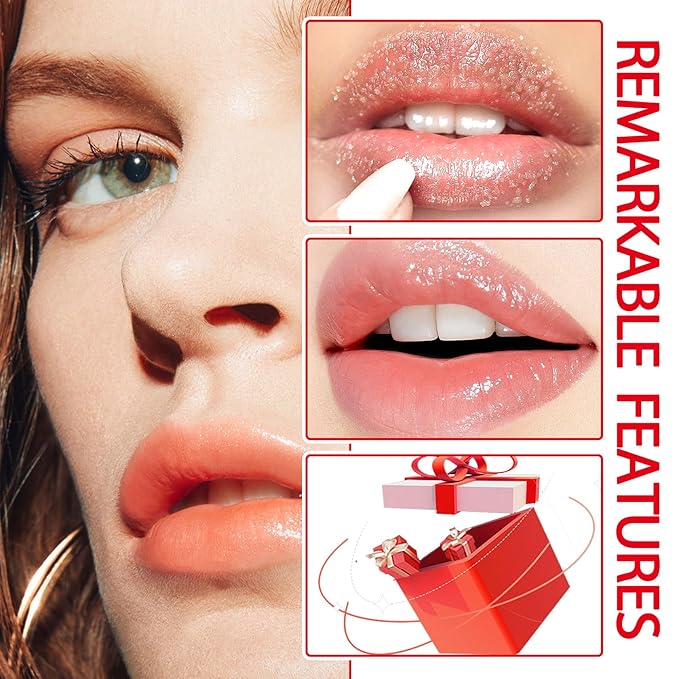 2PCS Strawberry Conditioning Lip Scrub Kit,Moisturizing Lip Sleeping Mask Long Lasting Hydrating Lip Scrubber Exfoliator Lip Care Products for Men & Women