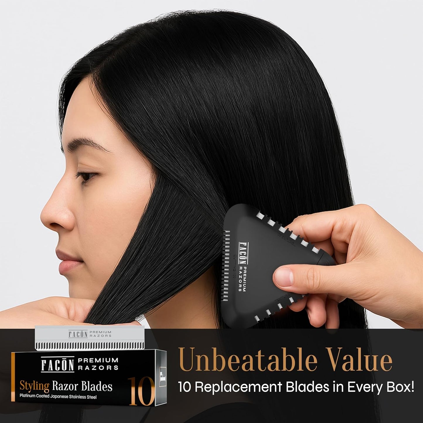 Facón Razor Comb for Hair Cutting - Professional Hair Cutting Comb Kit with 13 Replacement Blades, Double Edge Shaper for Salon & Home, Premium Styling Thinning Texturizing Split Ends Trimming Razor