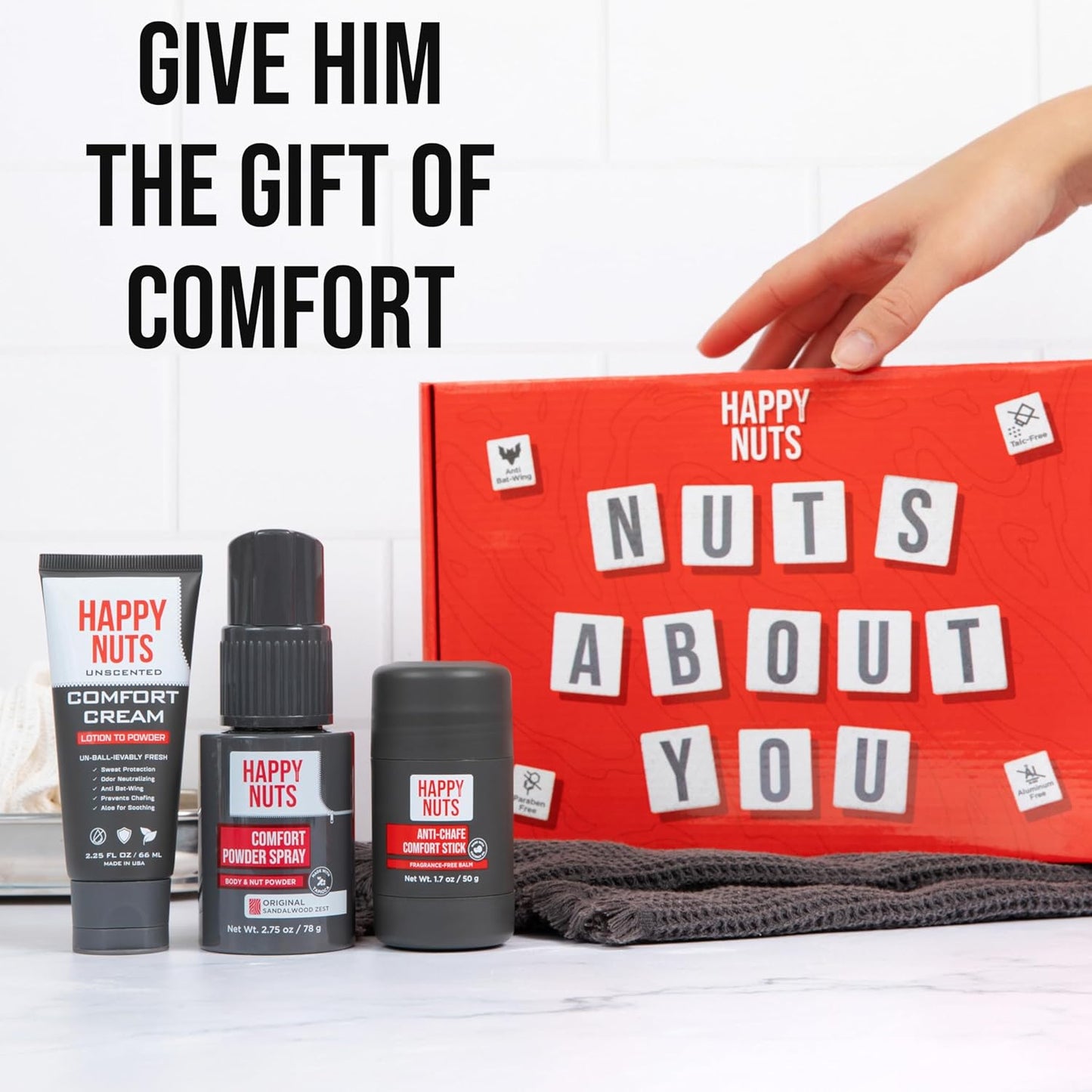 HAPPY NUTS - Nuts About You Anti Chafing Deodorant Essentials Bundle Kit - Gift Set for Men to Stay Fresh All Year Long
