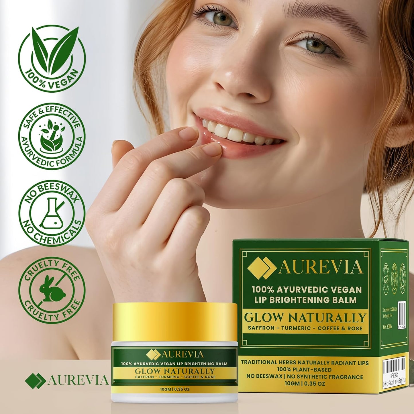Vegan Lip Brightening Balm – Ayurvedic Lip Care for Dark & Smoker Lips | Deeply Hydrating & Moisturizing & Nourishing with Rich Antioxidants – Clean Beauty Plant-Based Formula