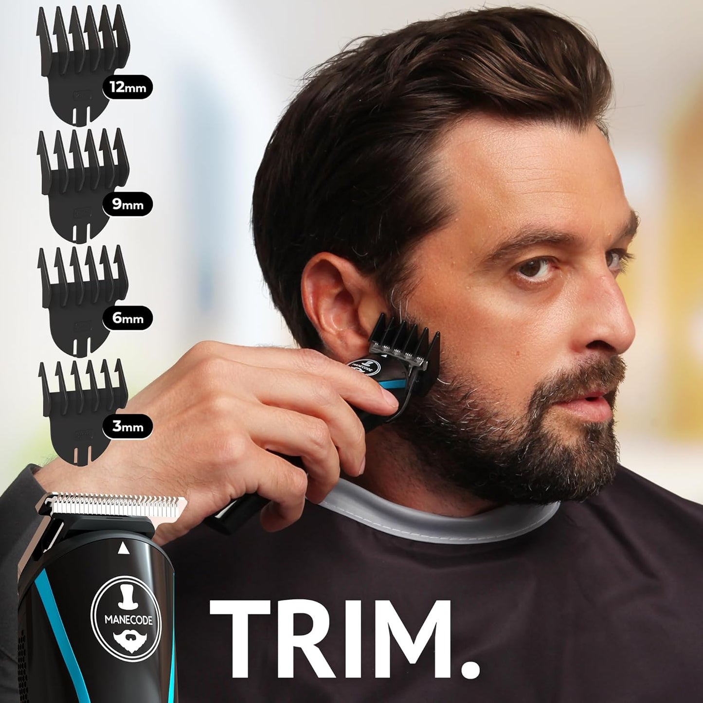 MANECODE® 11-in-1 Beard & Hair Trimmer for Men – Self-Sharp Blades® USB-C, Waterproof, LED Display Multi-Grooming Kit