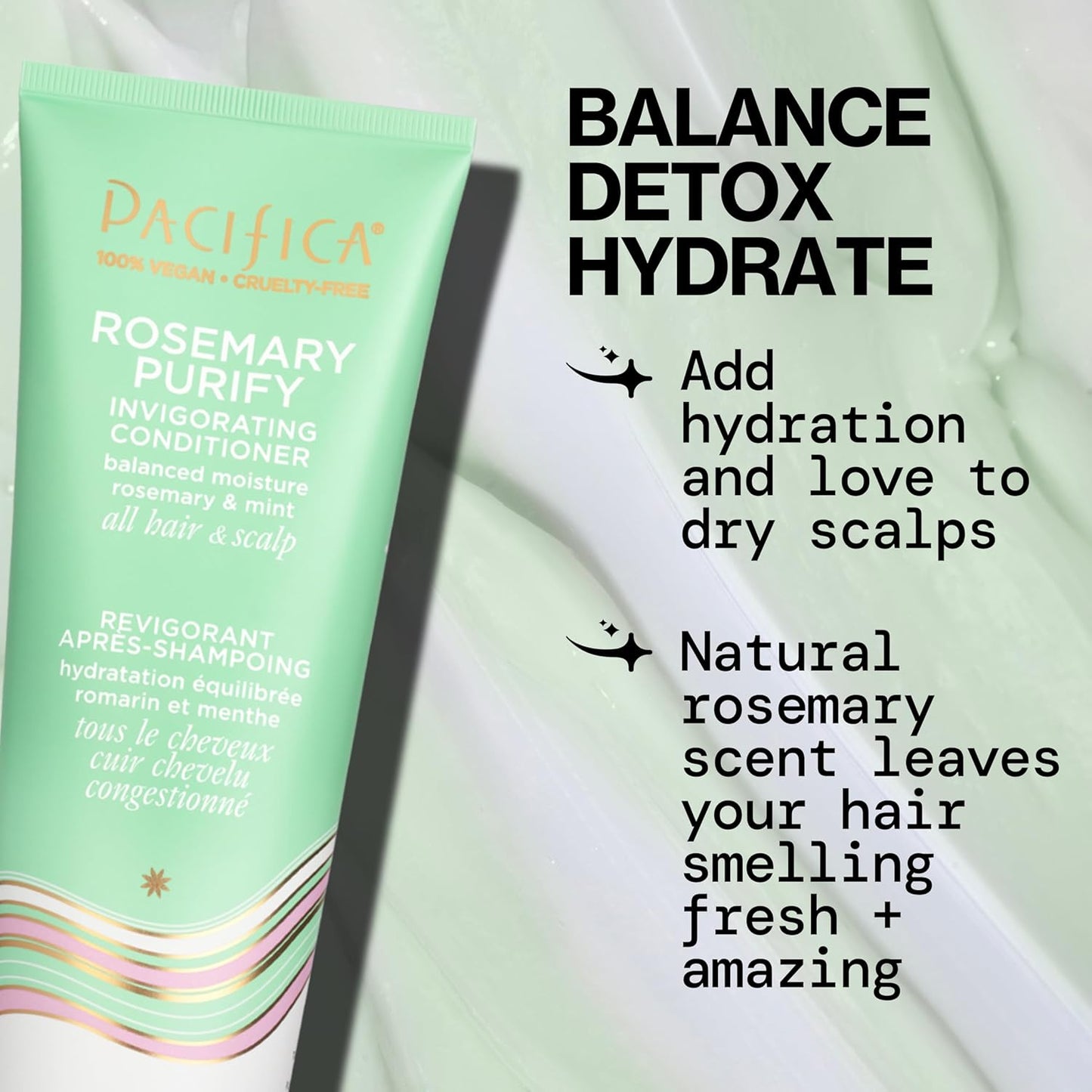Pacifica Conditioner – Rosemary Purify Invigorating Conditioner with Hydrating Jojoba & Cooling Mint for Balanced Moisture, Sulfate-Free, Vegan & Cruelty-Free, 8 oz