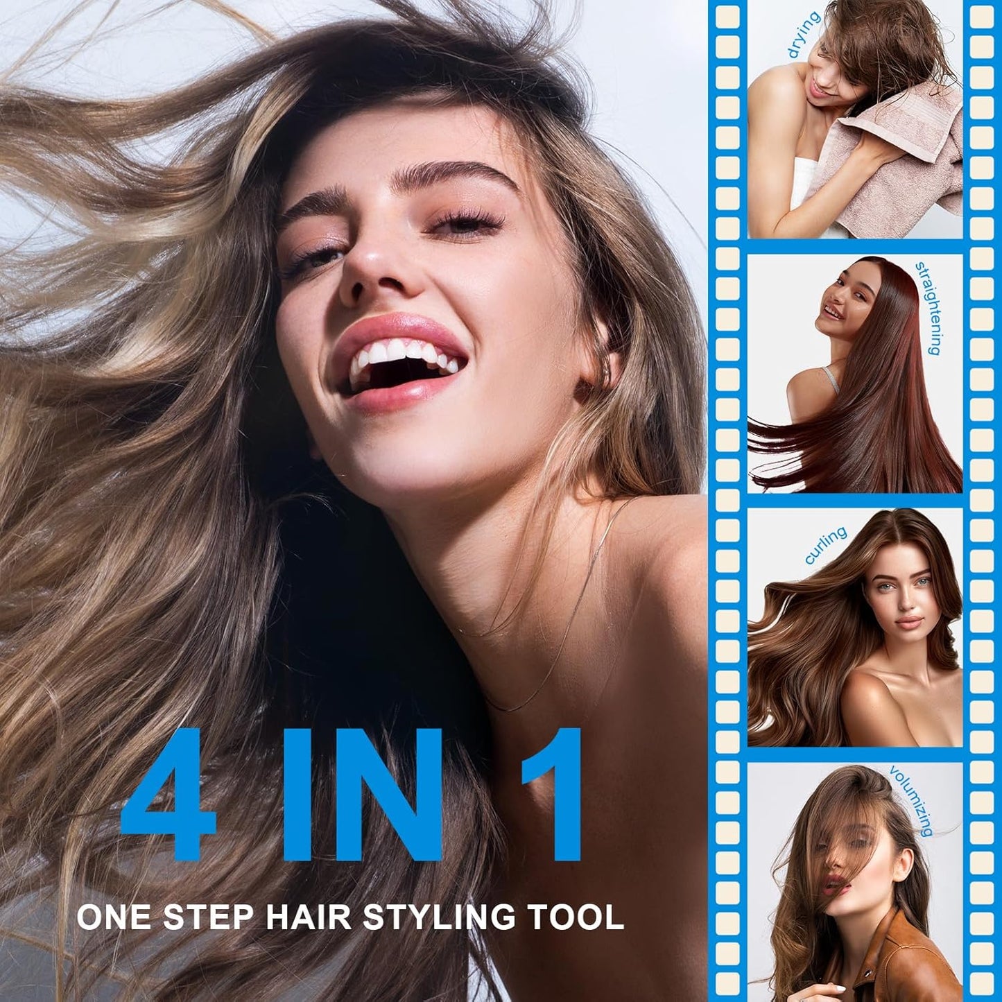 Travel Size Hair Dryer Dual Voltage Hair Styler, 110-240V 2 Inch Oval Jet Brush, Blow Dryer with Universal Adapter for Worldwide Use