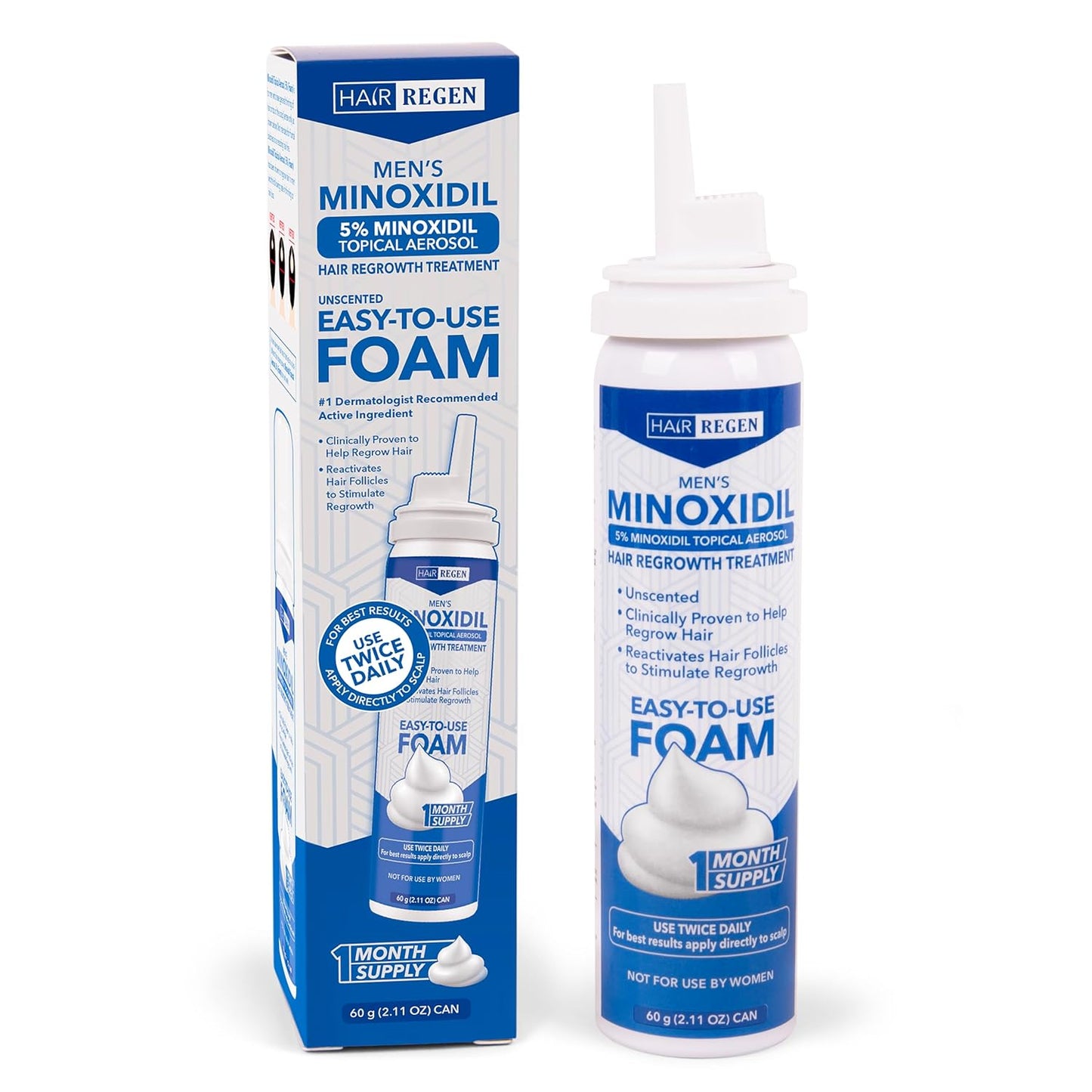 5% Minoxidil Foam for Men 1 Pack - Men's 5 Percent Hair Growth Treatment - Topical Foaming Minoxidil for Men 1 Month Supply - Great for Hair Regrowth and Reduce Hair Loss