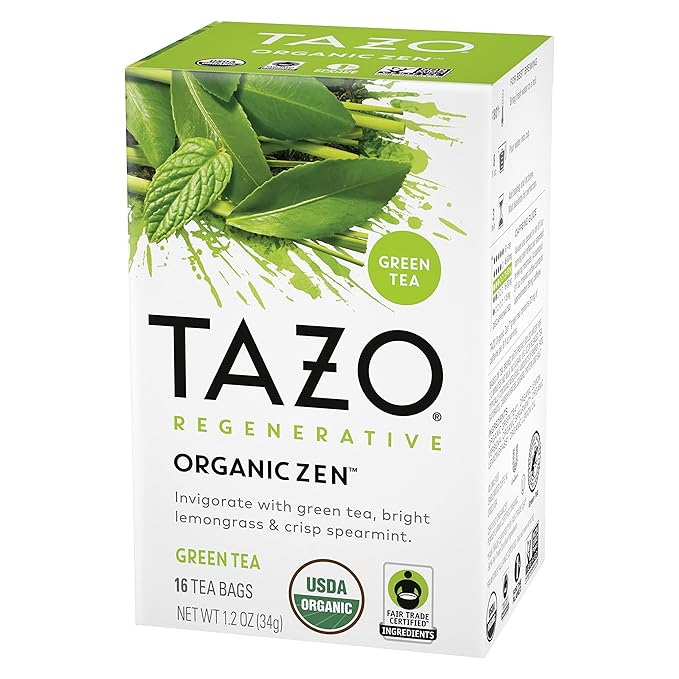 TAZO Organic Zen Green Tea, Green Tea Zen for Health and Wellness, 96 Total Tea Bags (16ct - Pack of 6)