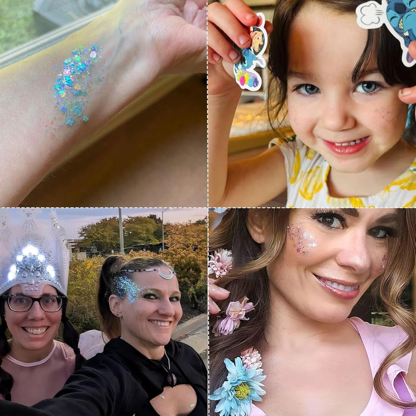 Body Glitter Gel - Halloween Costumes for Women, Sparkly Chunky Glitter Hair for Kids, Halloween Christmas Singer Concert Festival Rave Accessories (Green Body Glitter)