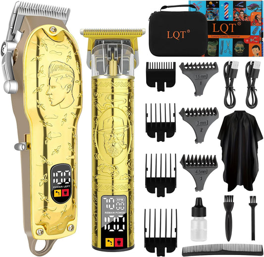 Men’s Gold Hair Clippers, Cordless Professional Barber Clippers & Trimmers with LED Display, Long Runtime, Electric Grooming Kit for Haircuts & Beard Trimming,Gift for Husband, Father, Boyfriend