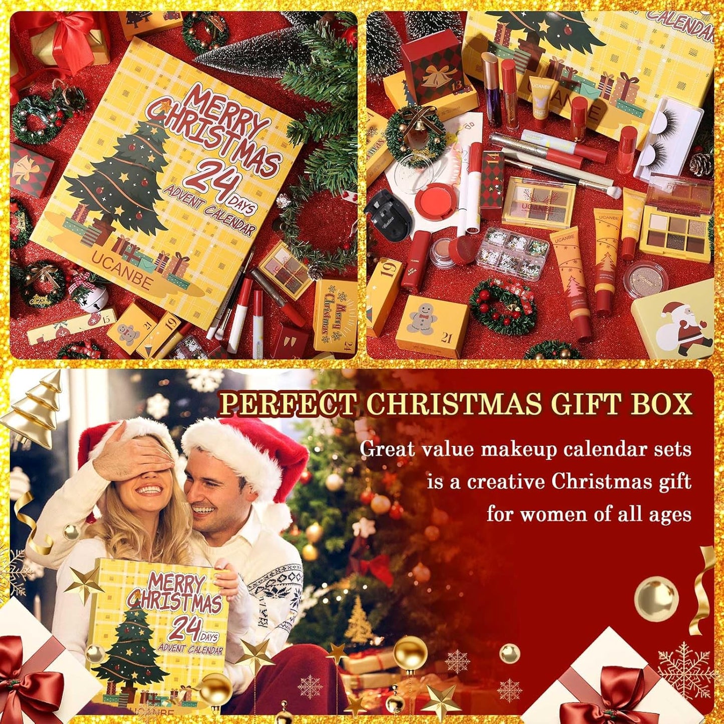 UCANBE Makeup Advent Calendar 2025, 24 Days Christams Makeup Sets For Women Gift, 2025 Xmas Countdown Calendar 24 Individually Boxed Full Make Up Kits For Teens Beauty Gift