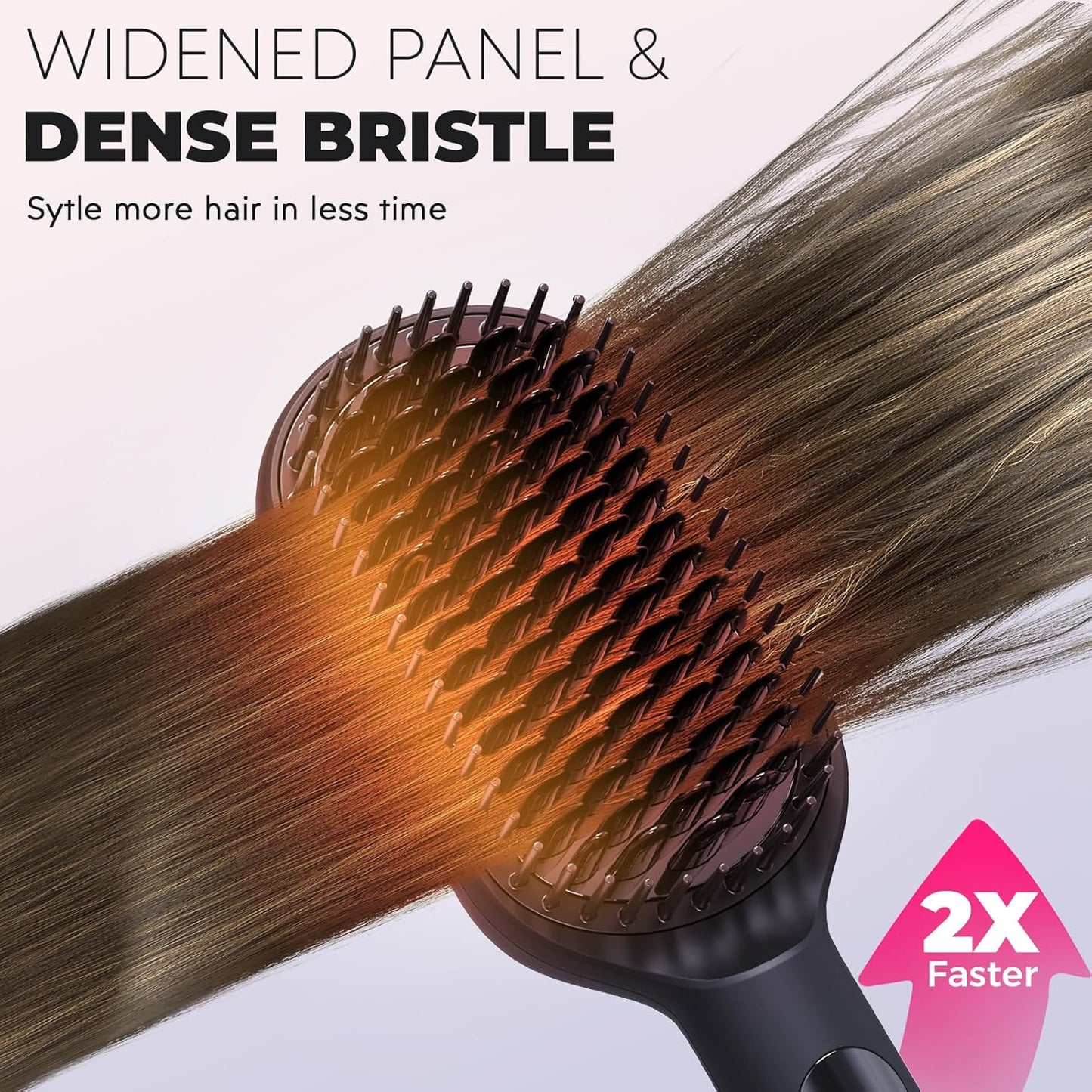 LANVIER Hair Straightener Brush, Ionic Straightening Brush with Infrared, Wide Plate Heated Smoothing Comb with Negative Ions, 32 Temps, Dual Voltage, Flat Iron Comb Styler for All Hair Type