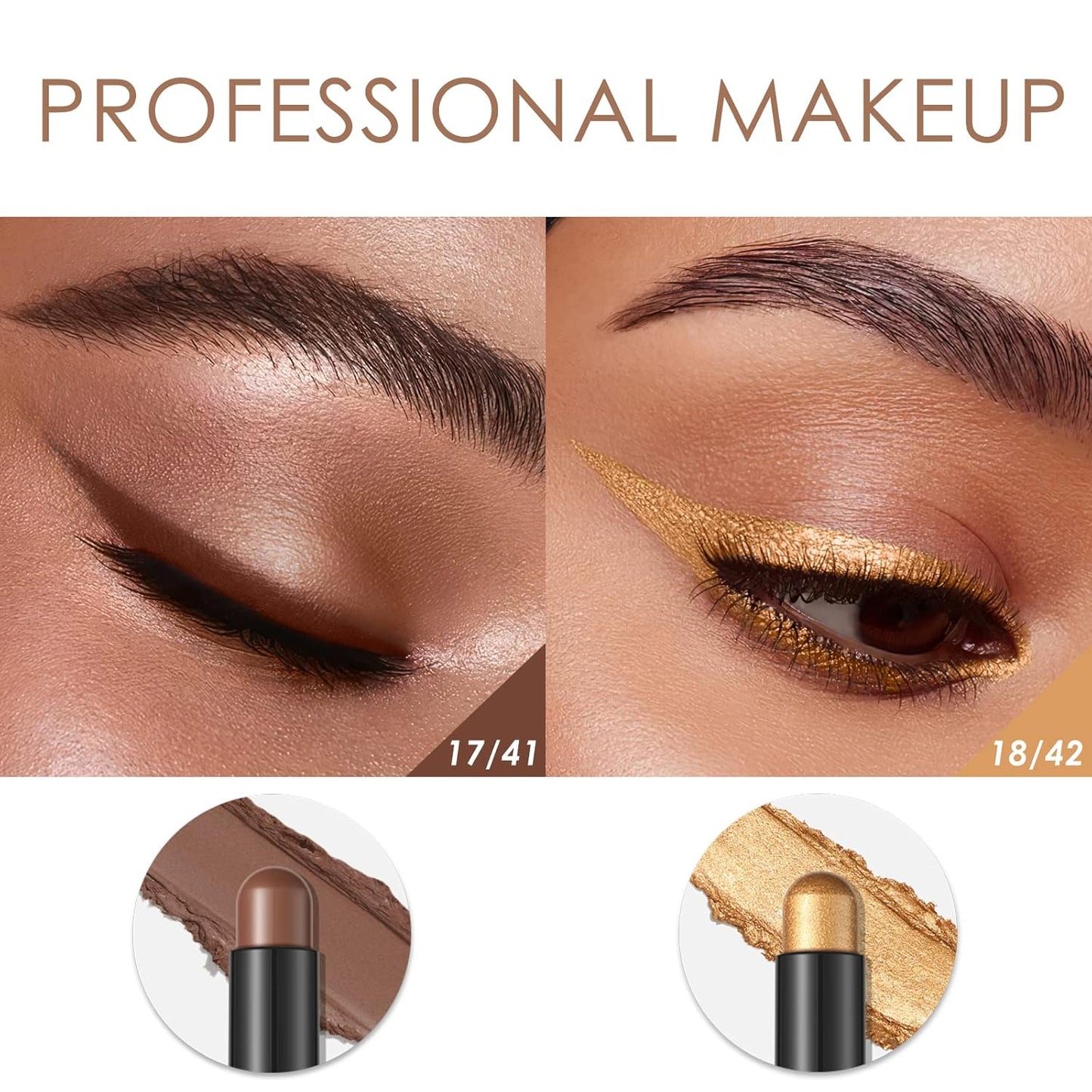 FOCALLURE 2 Pcs Cream Eyeshadow Stick,Brightener Eyeshadow Pencil Crayon,Highlighter Eye Shadow Stick Sets with Crease-proof Formula,Long Lasting Waterproof Eye Shadow Make Up,Fancy Tabac