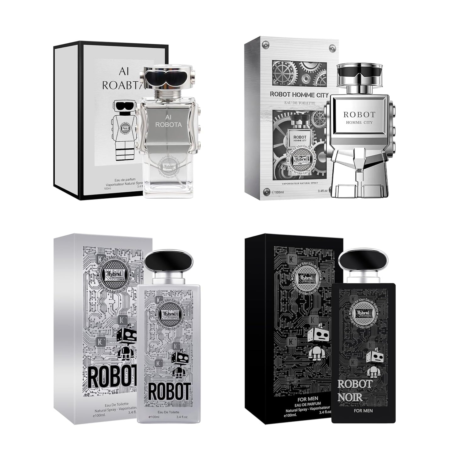 Hybrid & Company Mens 4 Pcs Robot Ai For Men Homme City Eau De Perfum Vaporisateur Natural Spray
