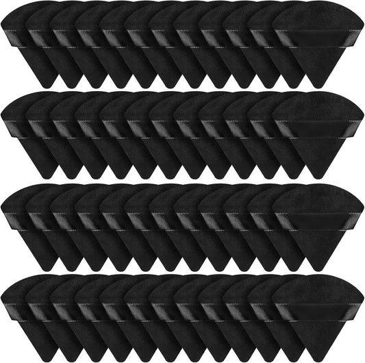 Suclain 48 Pcs Velour Triangle Powder Puff Soft Velour Makeup Puff for Face Powder Makeup Triangle Sponges for Wet and Dry Cosmetic Foundation Loose Mineral Body Tool(Black)