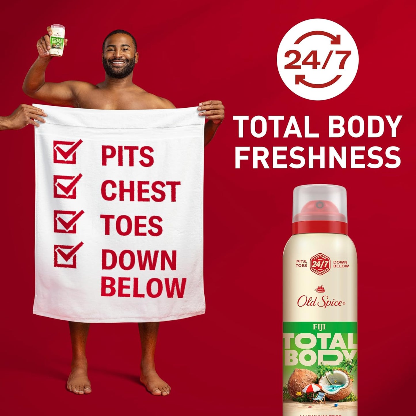 Old Spice Whole Body Deodorant Spray for Men, Aluminum Free, Fiji Scent, 24/7 Odor Protection, 24/7 Lasting Freshness, Dermatologist Tested, Gentle on Skin, Safe to Use All Over, 3.5 oz
