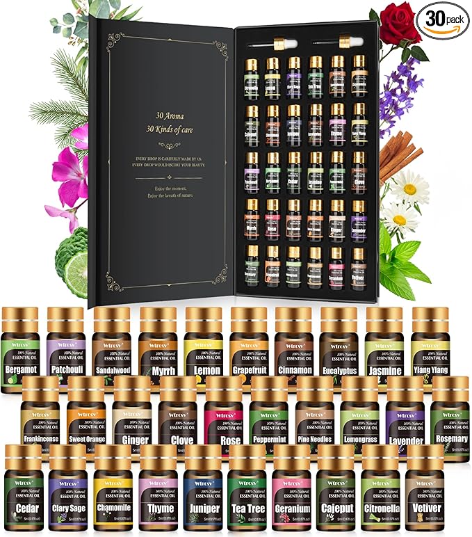 Essential Oils Set -Essential Oils - 100% Natural Essential Oils-Perfect for Diffuser, Humidifier,Aromatherapy, Massage,Skin & Hair Care,30x5 ml(0.17fl.oz