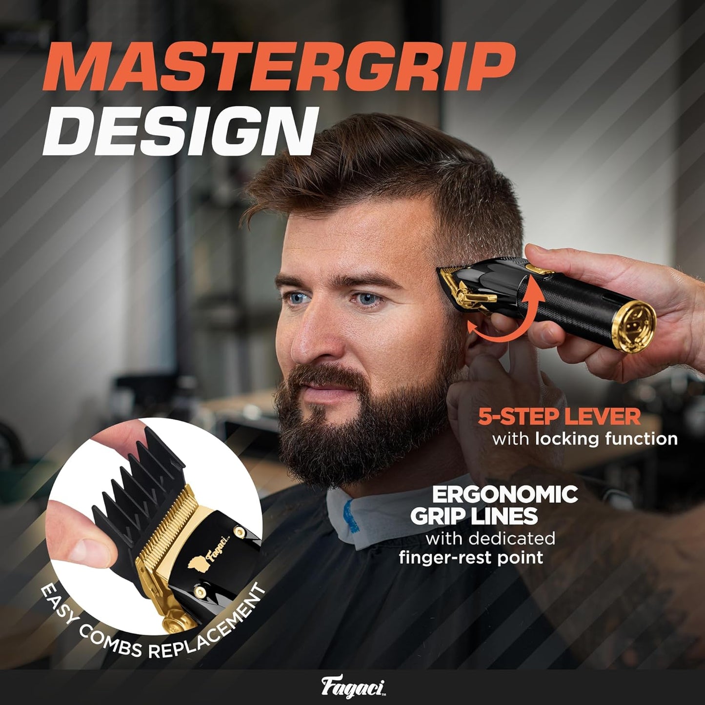 Fagaci Professional Hair Clippers for Men - Precise Cutting, Turbo Power Cordless Hair Clippers with 5 Hour Battery Life