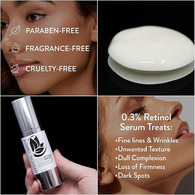 Microderm GLO - Age Defying 0.3% Retinol Serum, Anti-Aging Dark Spot Remover for Face, Fine Lines & Wrinkle Pore Minimizer, with Vitamin E & Natural Botanicals, 1 Oz Bottle