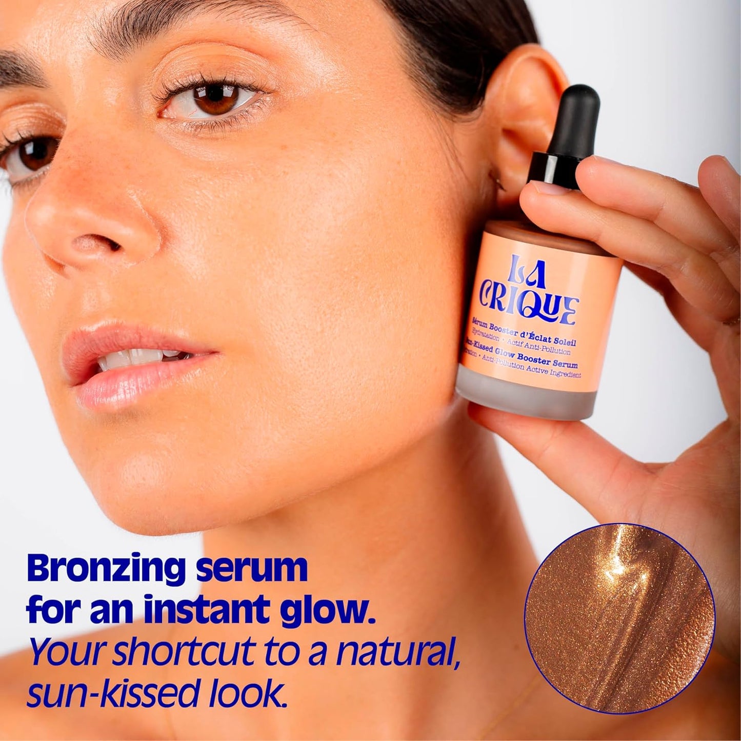 Bronzing Face Serum - Hydrating Serum with Hyaluronic Acid - Anti-Pollution Bronzer Drops for Radiant Skin Glow - All Skin Types - 99% Natural Ingredients Face Tanner - Vegan - 1 Fl Oz