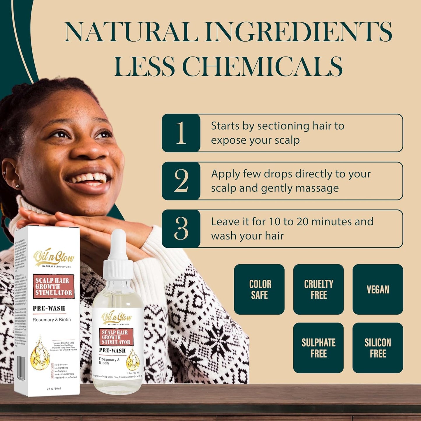 Pre Wash Hair Oil – USDA Certified Organic Scalp Oil Hair Growth Treatment with Rosemary & Biotin, Pre-Shampoo Serum for Thinning Hair & Hair Loss – 2 Fl Oz