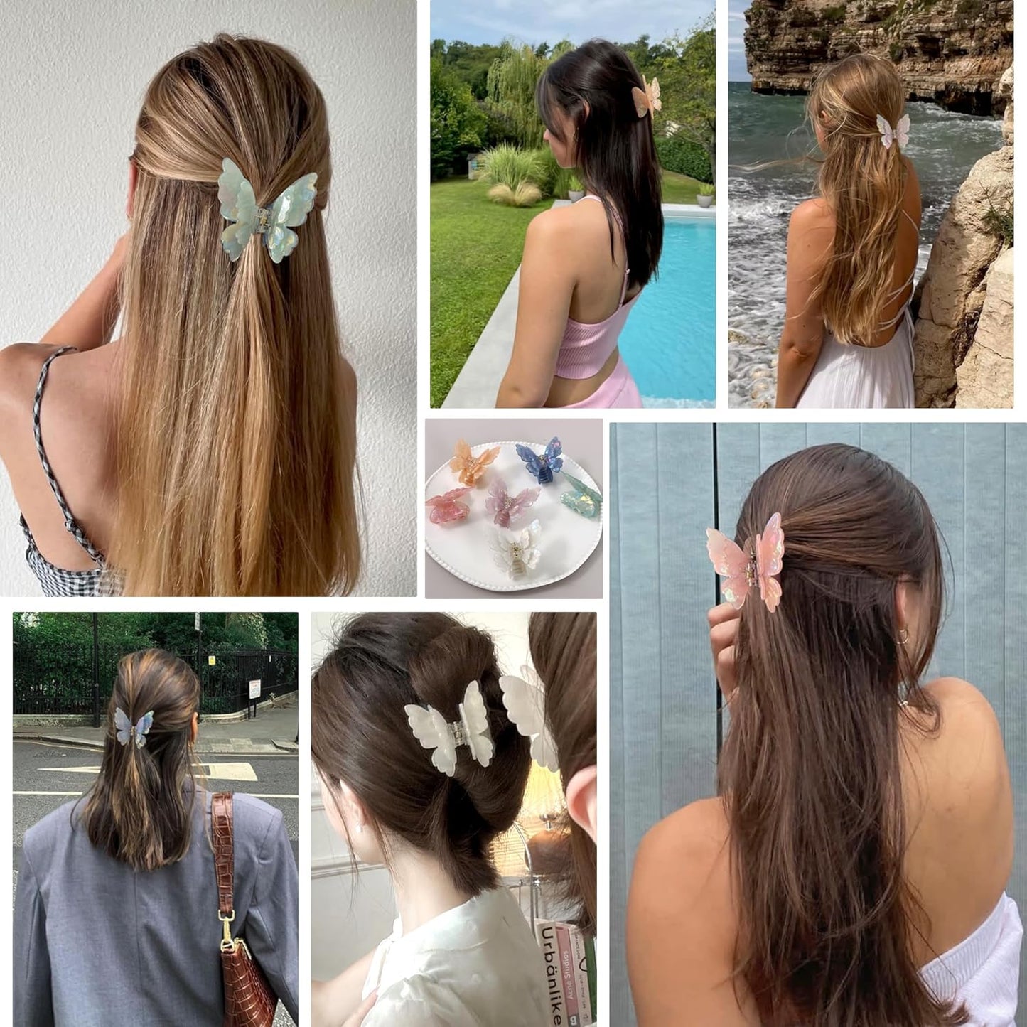 NAISIER Butterfly hair clips Butterfly claw clips for women girl cute Hair Accessories for Girls & Women.(Orange green purple)