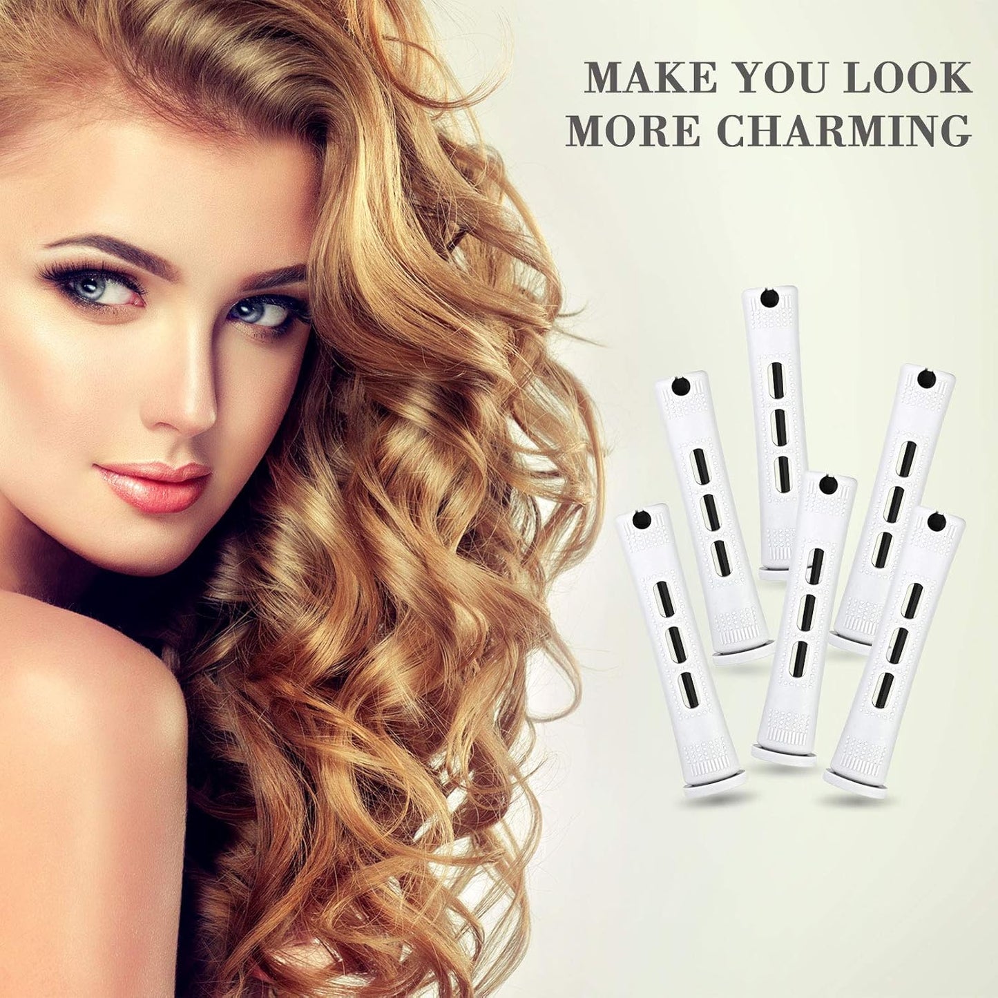 48 Pieces Hair Perm Rods Short Cold Wave Rods Plastic Perming Irons Hair Curling Rollers Curlers with Steel Pintail Comb Rat Tail Comb for Hairdressing Styling Supplies(0.63 Inch,White)