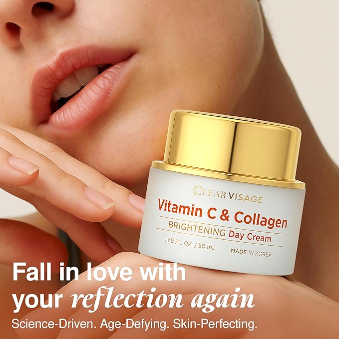 Vitamin C Moisturizer with Collagen - Korean Anti-Aging Cream - Brightning & Hydrating For Fine Lines & Wrinkles - Dermatologist Tested, Cruelty-Free Skin Care - All Skin Types - 1.69 oz