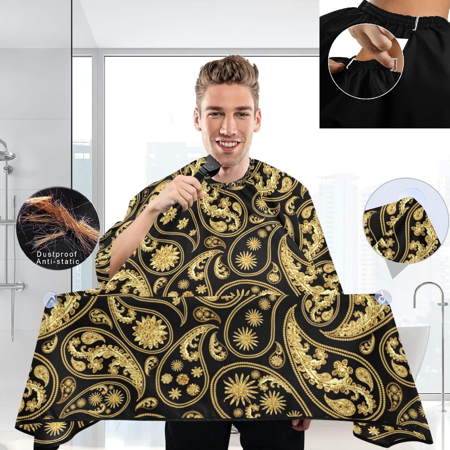 visesunny Professional Barber Cape Polyester Hair Cutting Clippings Catcher Grooming Cape Apron for Shaving Trimming For Men
