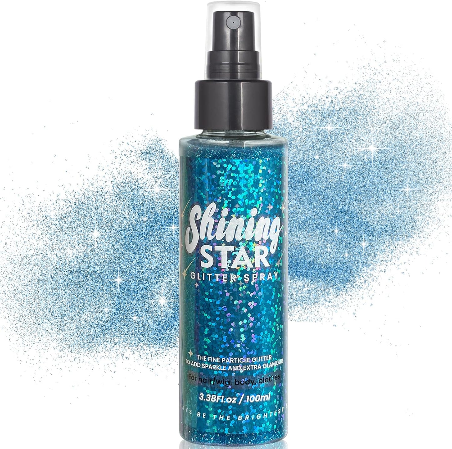 MEICOLY Blue Body Glitter Spray,100ML(3.53OZ),Liquid Glitter Hairspray,Sparkle Hair Spray,Glitter Spray for Hair/Body/Clothes,Body Shimmer for Skin,Lightweight,Long Lasting