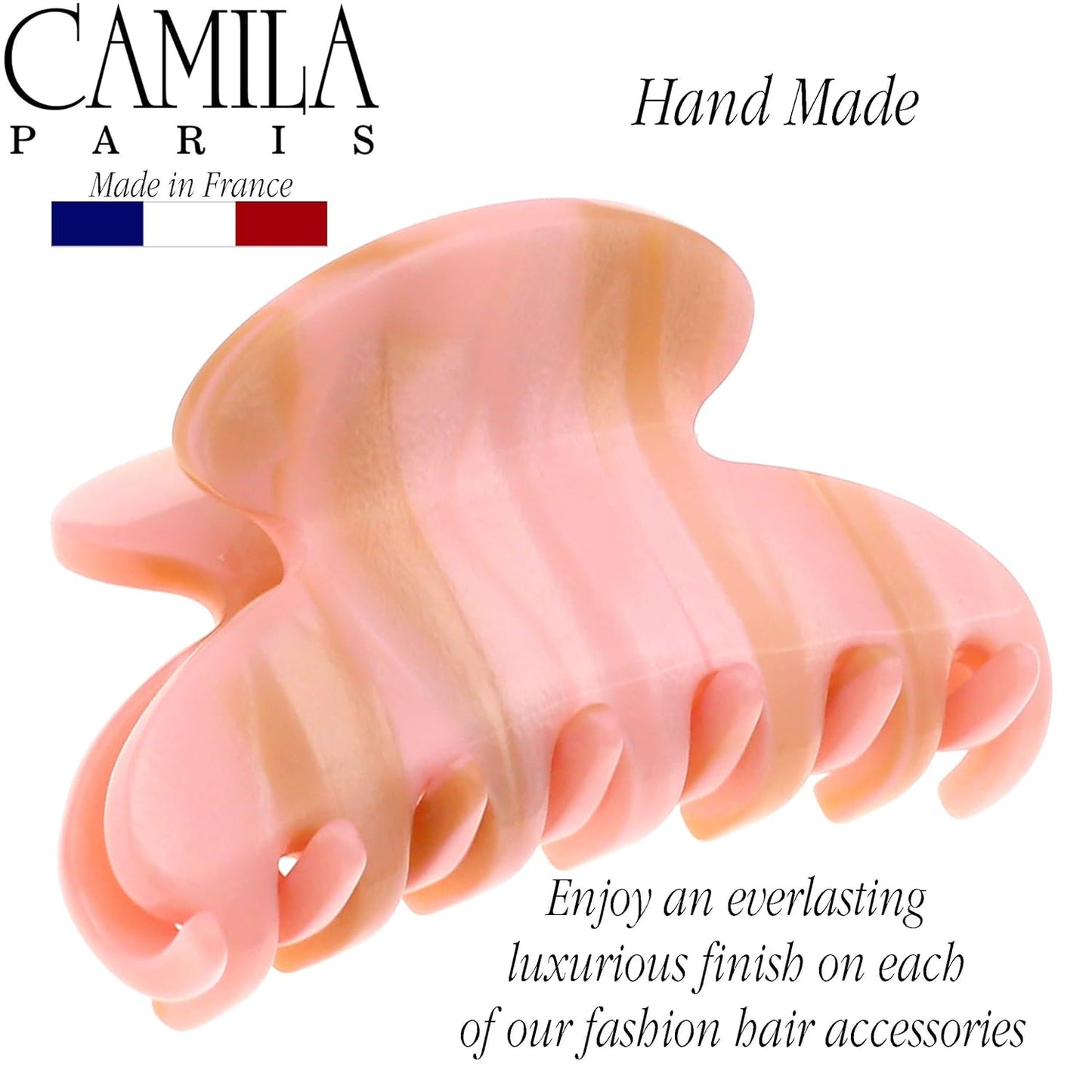 Camila Paris CP3064 French Hair Clip for Women, Handmade, Pink, Small, Girls Hair Claw Clips Jaw, Durable Styling Hair Accessories for Women, Strong Hold No Slip Grip, Made in France