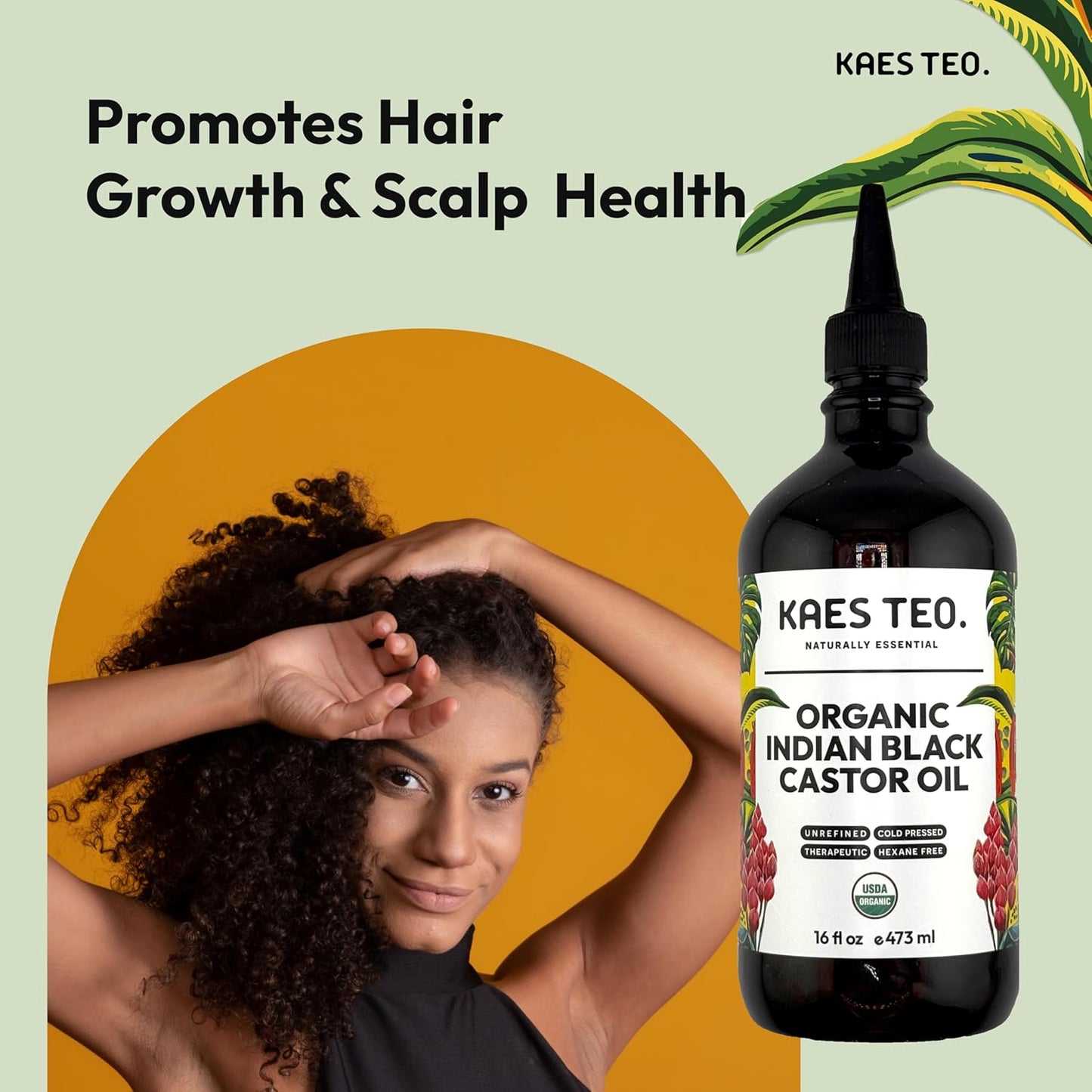 Organic Black Castor Oil for Hair Growth 16 fl oz - Not Jamaican Black Castor Oil, 100% Pure, Cold Pressed Hexane Free - USDA Certified, Skin, Nail, Scalp, Thicker Eyebrows & Eyelashes
