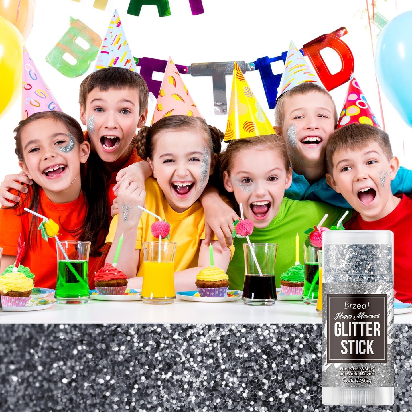 Brzeaf Halloween Body Glitter Stick, Waterproof & Long Lasting, Hair Eyeshadow Face Body Glitter, Singer Concert Music Rave Festival, Glitter Stick Makeup & Face Glitter Gel