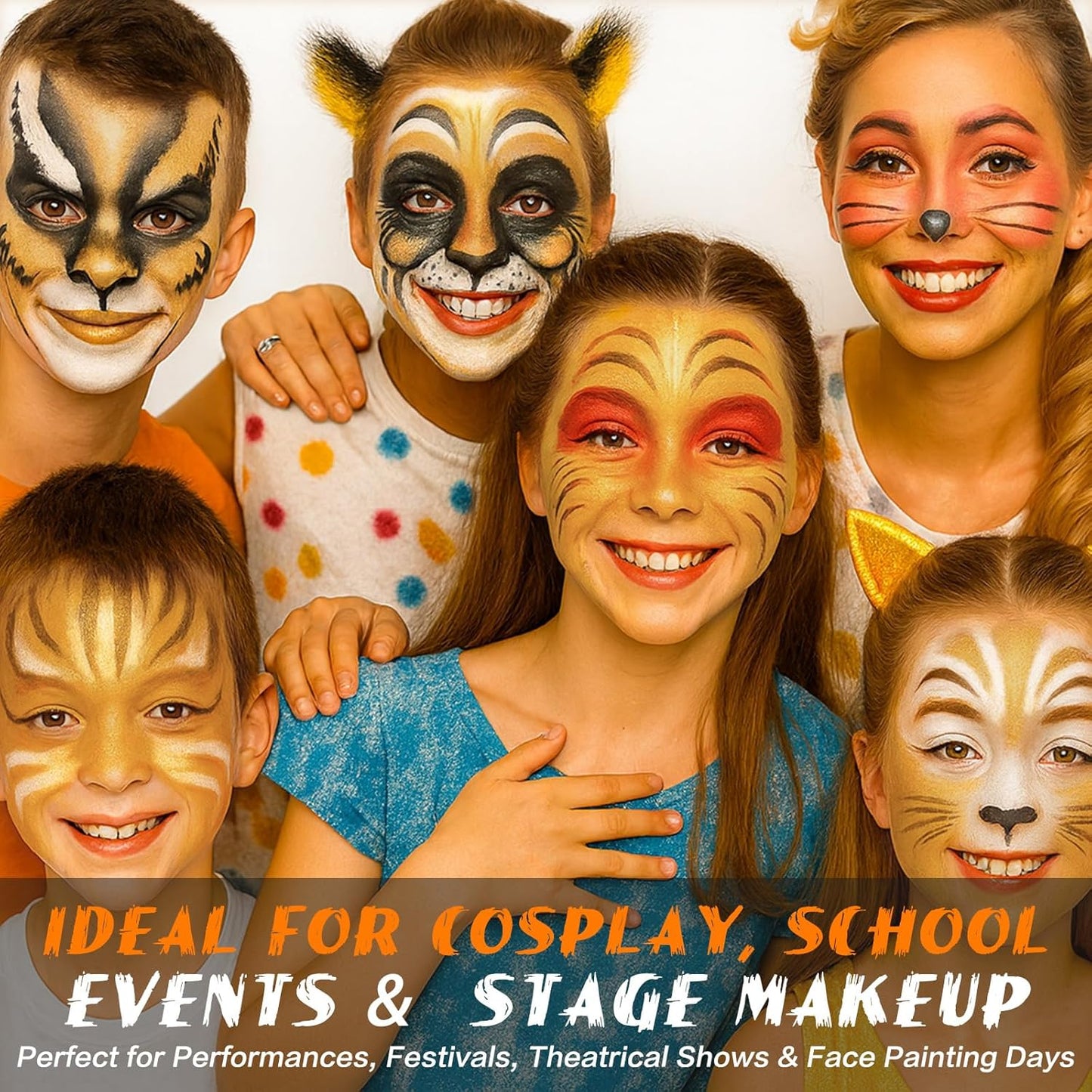 BOBISUKA Metallic Gold Face Body Paint Stick Washable Water-Based Face Paint Makeup Stick for Halloween Skull, Goth, Cosplay, SFX, Sports Eye Black & Costume Party