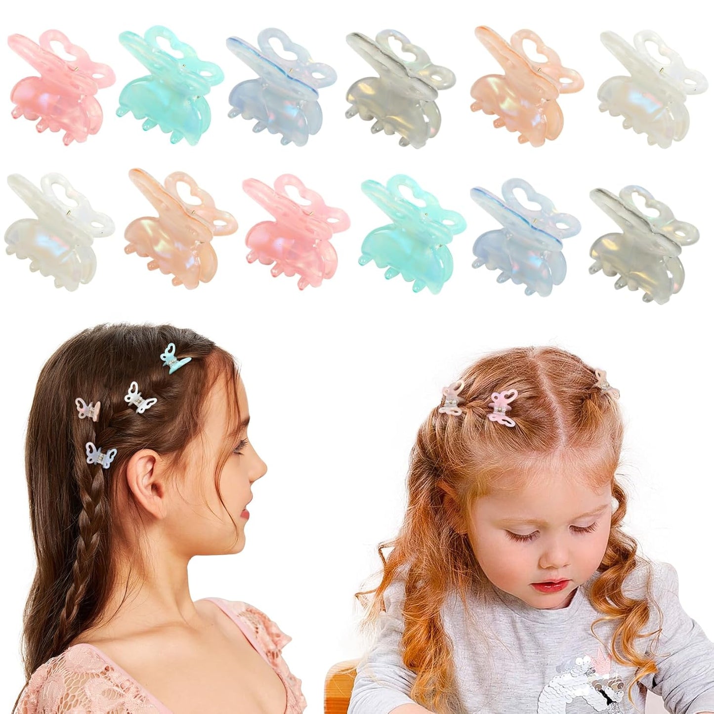 12Pcs Small Hair Claw Clips - Mini Hair Clips for Girls and Women, Classic Hair Accessories for Easy Styling, Assorted Colors (butterfly)