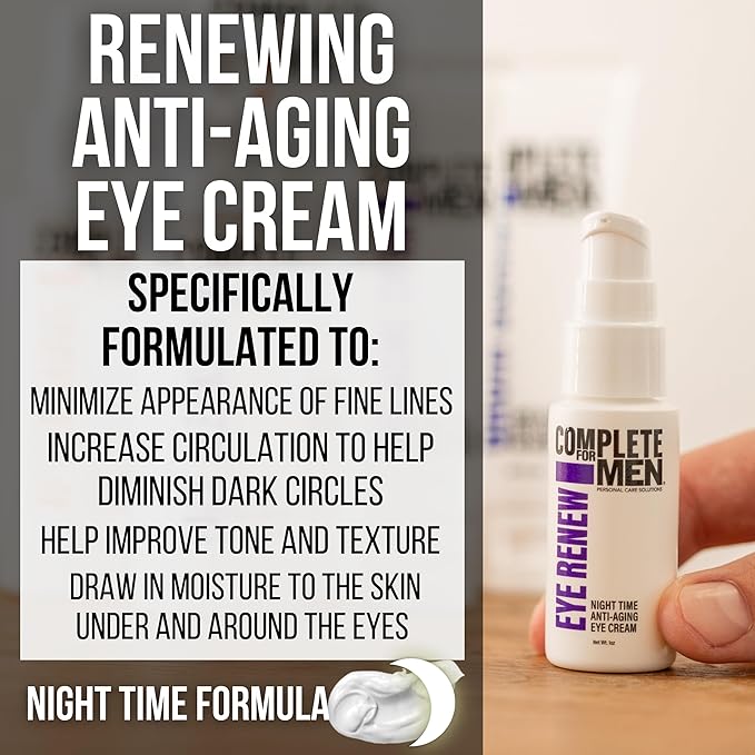 Eye Renew Night Time Anti Aging Eye Cream for Dark Circles Under Eye Treatment, Eye Repair Cream, Puffy Eyes Treatment with Vitamins, Improves Tone & Texture, Light Mens Eye Cream